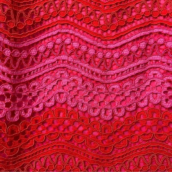 NWT Trina Turk pink, red chevron lace retreat dress halter size XS Barbiecore - Picture 8 of 8